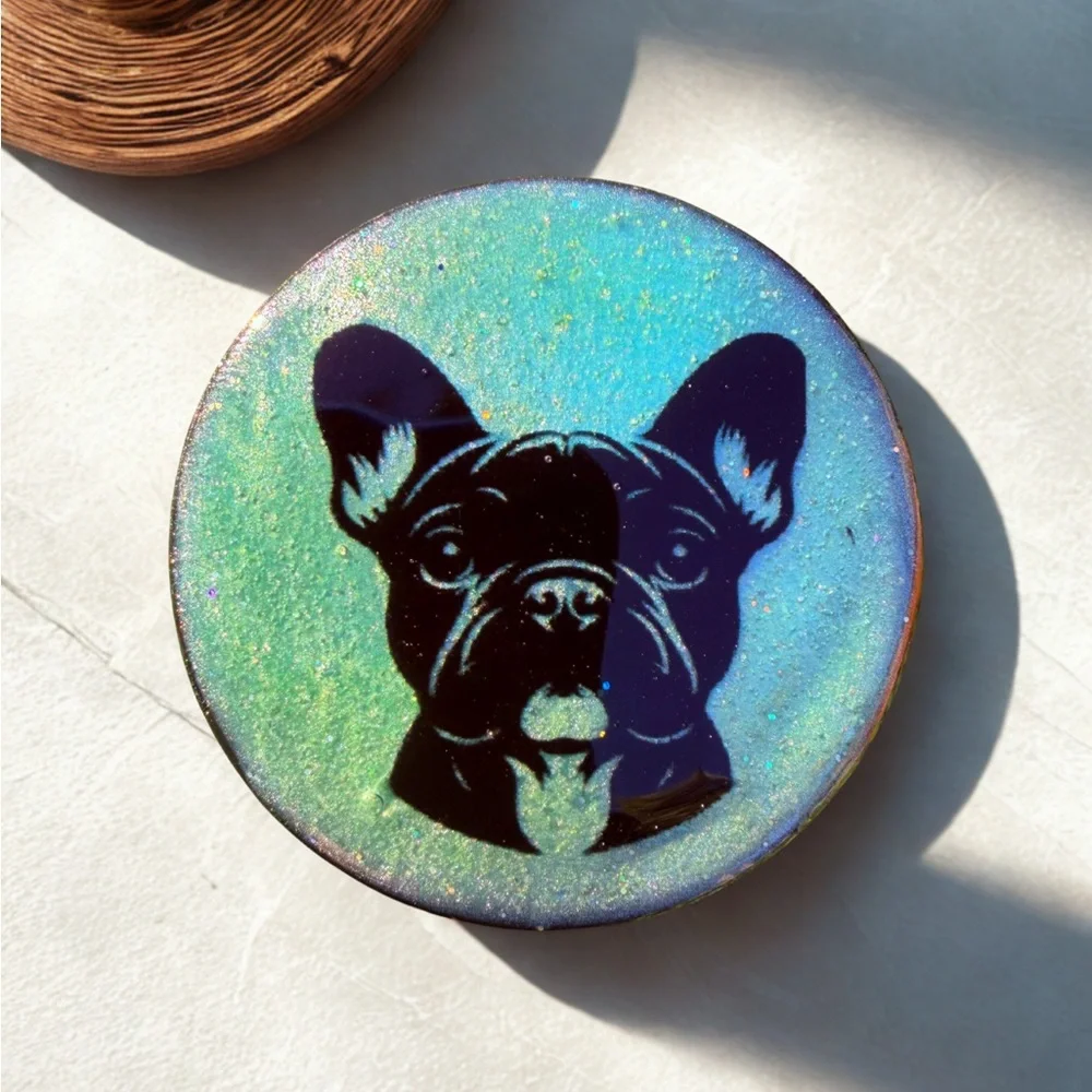 Stylish Black and Green French Bulldog Phone Grip Popsocket